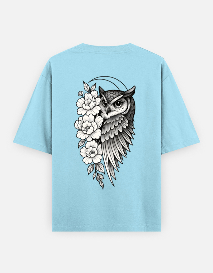 Great Horned Owl Oversized T-Shirt – Premium 240 GSM Cotton Streetwear