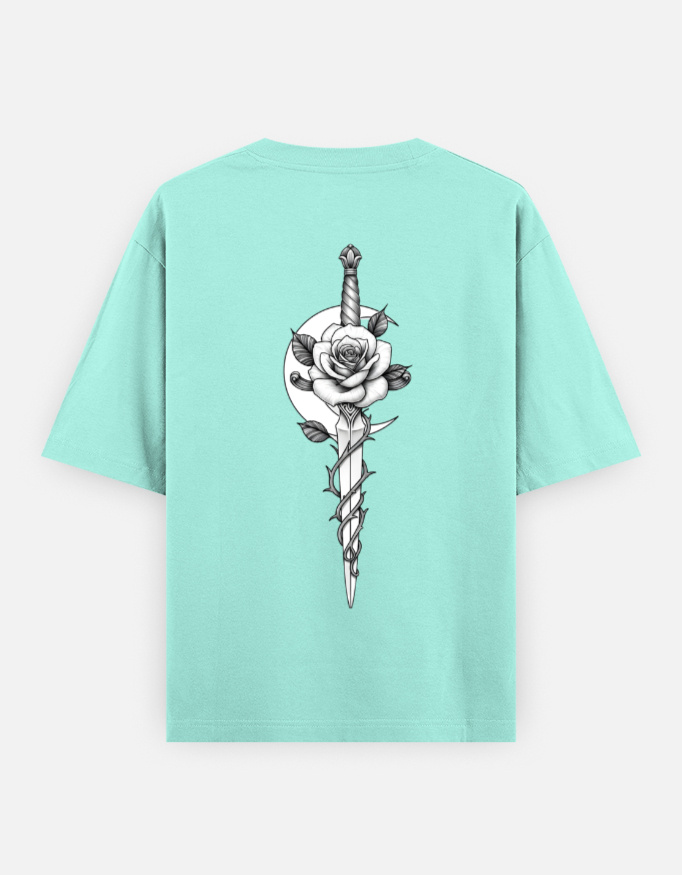 Dagger and Rose Oversized T-Shirt – Premium 240 GSM Cotton Streetwear