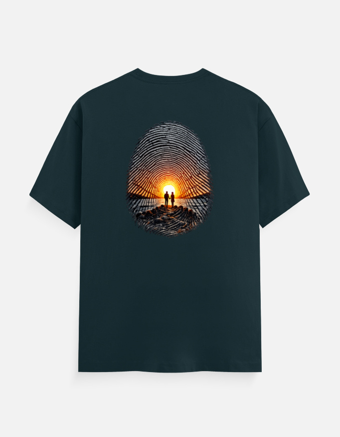 Sunset Fingerprint Art Unisex Classic Crew T-Shirt – Identity & Journey Graphic Tee