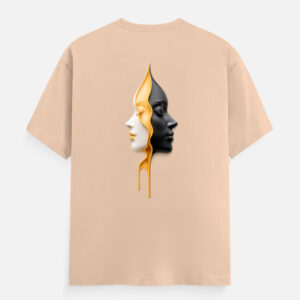 Duality Faces Art Graphic T-Shirt – Modern Abstract Human Contrast Design Premium Unisex Cotton Crew Neck Tee