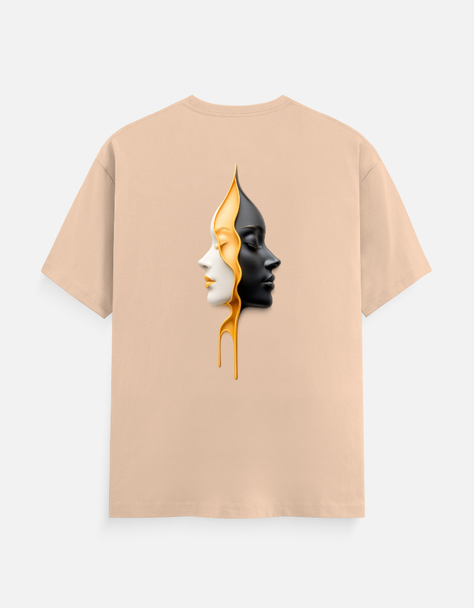 Duality Faces Art Graphic T-Shirt – Modern Abstract Human Contrast Design Premium Unisex Cotton Crew Neck Tee