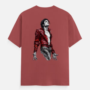 MJ Red Jacket Sketch Graphic T-Shirt – Iconic Music Legend Inspired Vintage Performance Art Unisex Cotton Crew Neck Tee