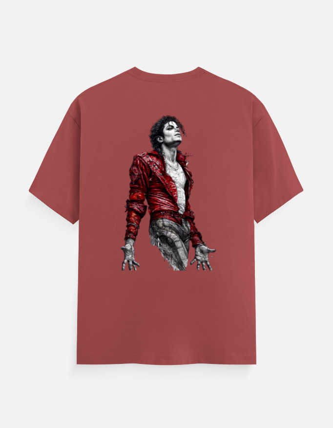 MJ Red Jacket Sketch Graphic T-Shirt – Iconic Music Legend Inspired Vintage Performance Art Unisex Cotton Crew Neck Tee