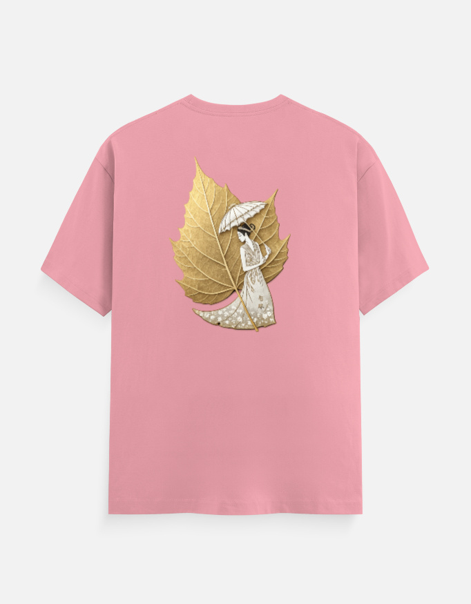 Leaf Parasol Lady Unisex Classic Crew T-Shirt – Nature Inspired Artistic Graphic Tee