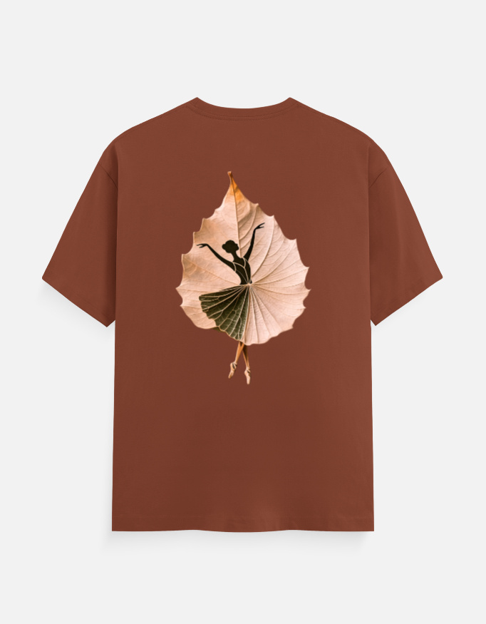 Ballerina Leaf Dance Graphic T-Shirt – Elegant Nature Inspired Artistic Ballet Silhouette Unisex Cotton Crew Neck Tee