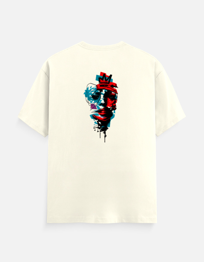 Graffiti King Mask Graphic T-Shirt – Urban Street Art Crown Portrait Abstract Unisex Cotton Crew Neck Tee