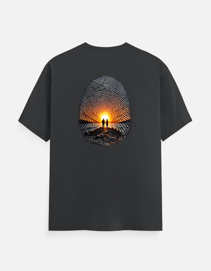 Sunset Fingerprint Art Unisex Classic Crew T-Shirt – Identity & Journey Graphic Tee - Image 2