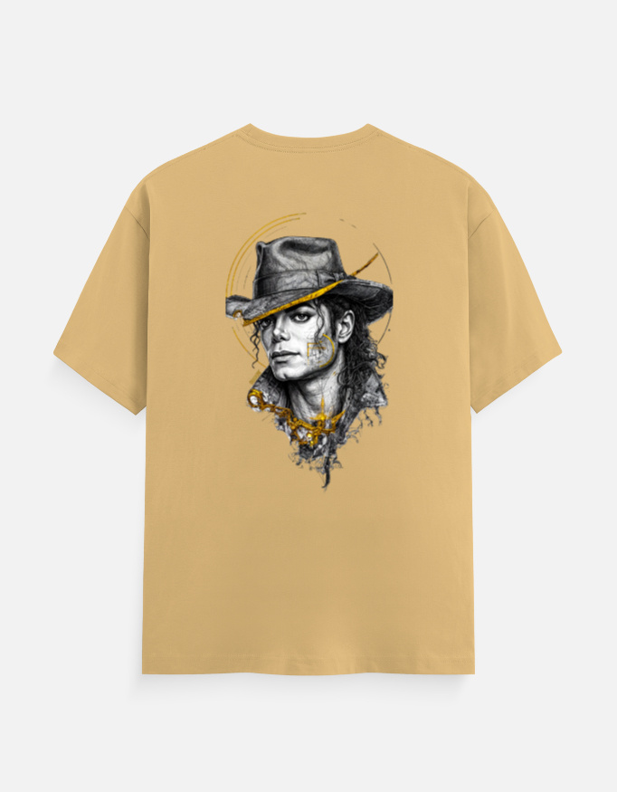 MJ Gold Hat Portrait Graphic T-Shirt – Iconic Music Legend Inspired Artistic Sketch Unisex Cotton Crew Neck Tee - Image 2
